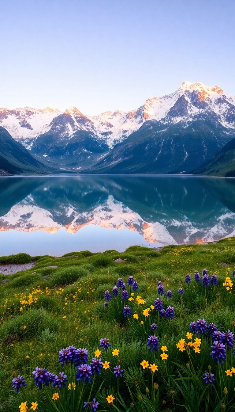Best Brilliant Spring Mountain Reflection Phone Elegant Background